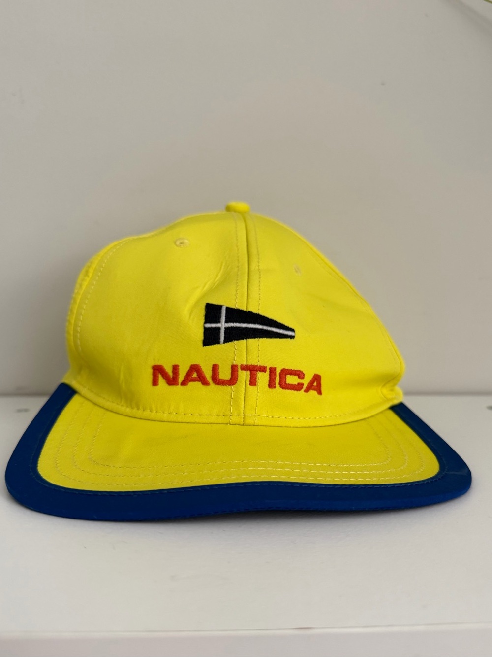 Nautica Unisex Bright Yellow Cap with Blue Brim